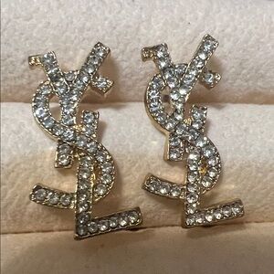 Sparkling Gold and Silver Crystal Monogram Earrings